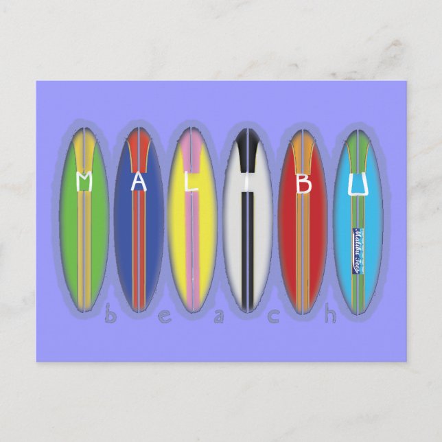 Malibu Beach Surfboards Postkarte (Vorderseite)