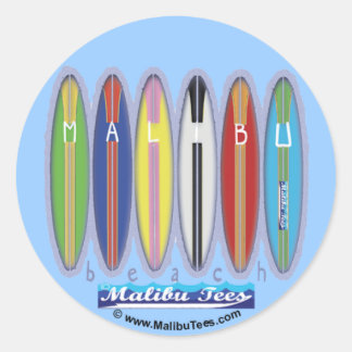 Malibu Beach Surfboards Runder Aufkleber