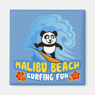Malibu Beach Surfing Panda Magnet