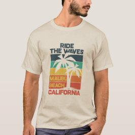 Malibu Beach Vintag Surf Design T-Shirt
