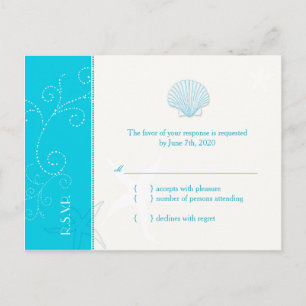 Malibu Blue Beach Muschel Wedding RSVP Einladungspostkarte