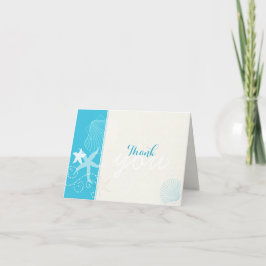 Malibu Blue & Ivory Beach Wedding Vielen Dank Dankeskarte