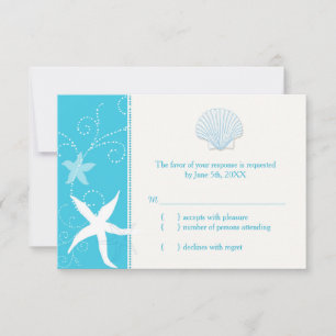 Malibu Blue Sea Muschel Starfish Beach Hochzeit UA RSVP Karte