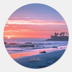 Malibu, CA, schönes landschaftliches Foto, Runder Aufkleber