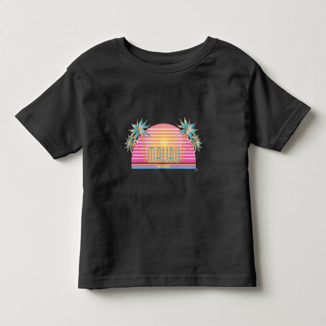 Malibu, CA Sun, Palm Trees Graphic Kleinkind T - S Kleinkind T-shirt (Vorderseite)