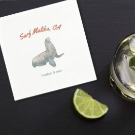 Malibu California Custom Wedding Paper Napkin Serviette