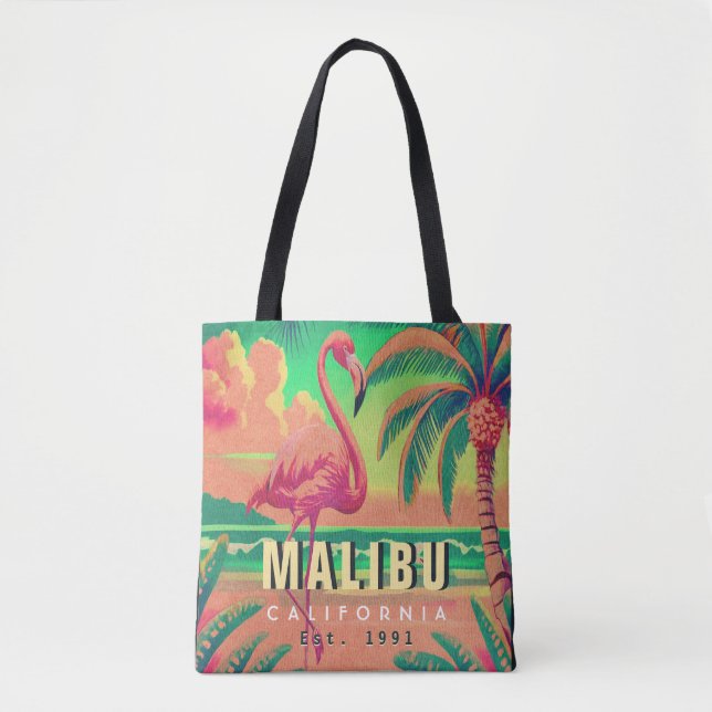 Malibu California Retro Flamingo Souvenirs 1950s Tasche (Vorderseite)