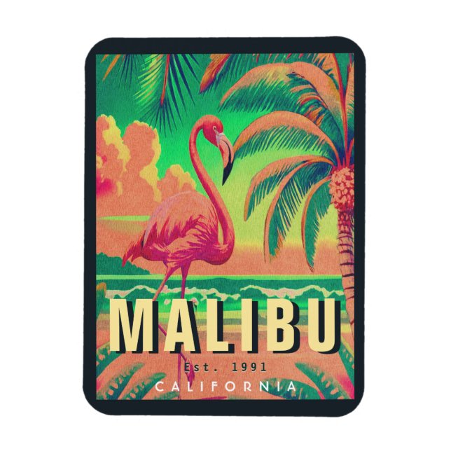 Malibu California Retro Sunset Souvenirs der 50er  Magnet (Vertikal)