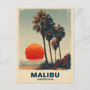 Malibu California Vintage Travel Poster Feiertagspostkarte
