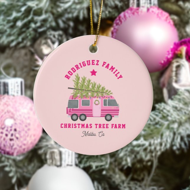 Malibu California Weihnachtsbaumfarm RV Name Rosa Keramik Ornament (Von Creator hochgeladen)