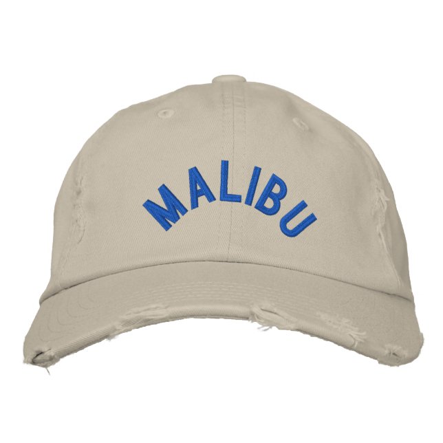 MALIBU DISTRESSED CHINO TWILL CAP BESTICKTE KAPPE (Vorderseite)