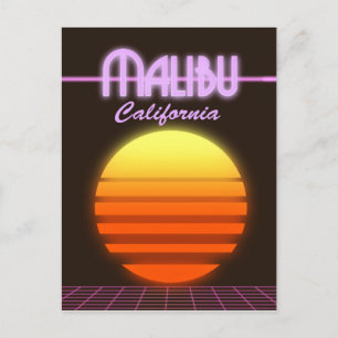 Malibu Kalifornien Sonnenuntergang Reiseplakat Postkarte