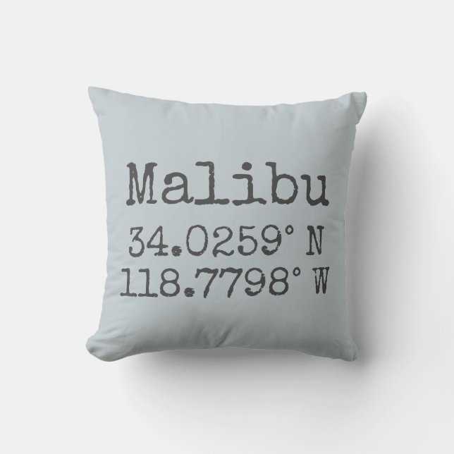 Malibu Latitude und Länge Kissen (Vorderseite)