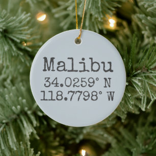 Malibu Latitude und Längengrad Keramik Ornament