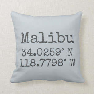 Malibu Latitude und Längengrad Kissen
