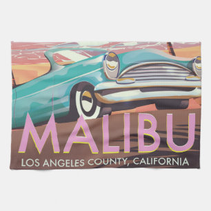Malibu, Los Angeles, Kalifornien, Reiseplakat Geschirrtuch