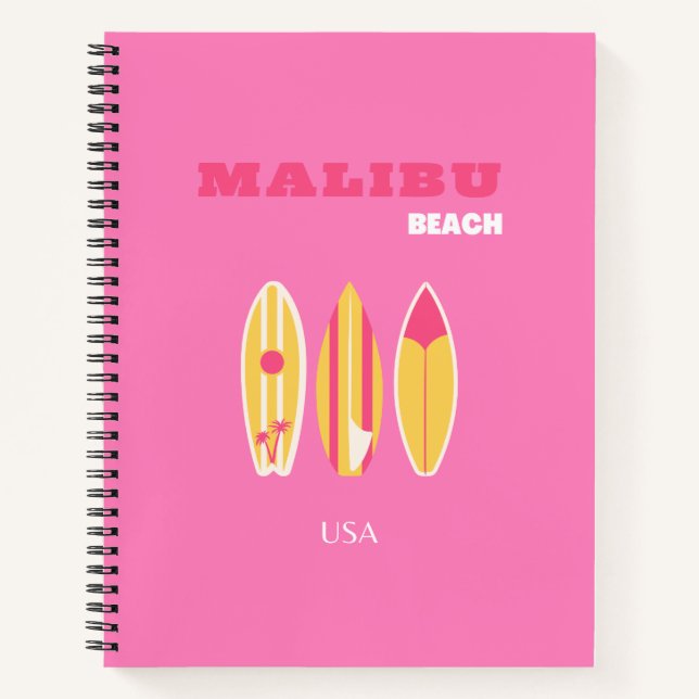 Malibu, Malibu Beach, Kalifornien, Preppy, Pink Notizbuch (Vorderseite)