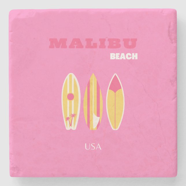 Malibu, Malibu Beach, Kalifornien, Preppy, Pink Steinuntersetzer (Vorderseite)