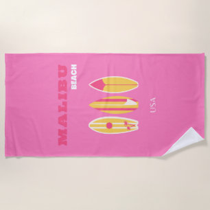 Malibu, Malibu Beach, Kalifornien, Preppy, Pink Strandtuch