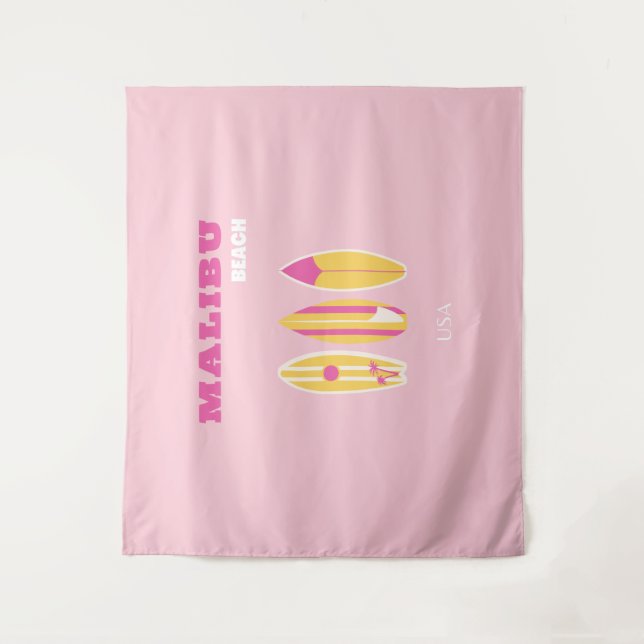 Malibu, Malibu Beach, Preppy, Pink Wandteppich (Vorderseite)