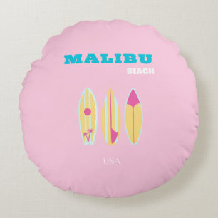 Malibu, Malibu Beach, Preppy, Preppy Girl, Pink Rundes Kissen