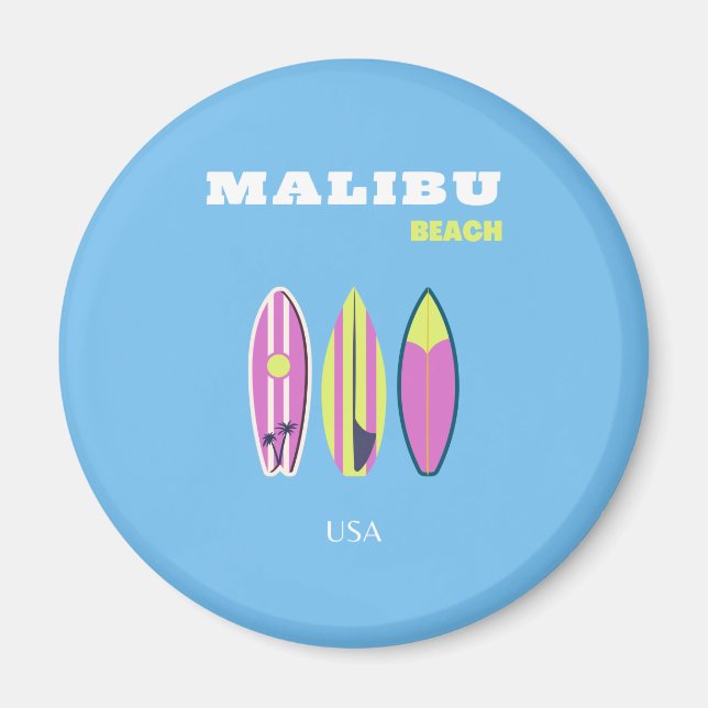 Malibu, Malibu Beach, Tropical, Preppy, Blue Magnet (Vorne)