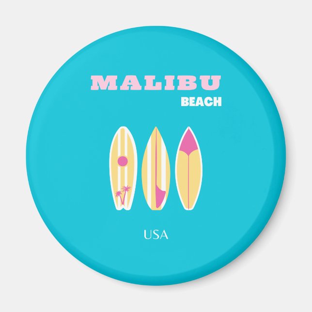 Malibu, Malibu Beach, Tropical, Preppy, Preppy Art Magnet (Vorne)
