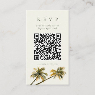 Malibu Palm Küstenmeer QR-Code-RSVP-Karte Begleitkarte