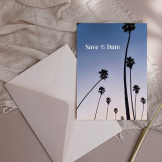 Malibu Palm Trees ・ Save the Date Boho Blue Postkarte