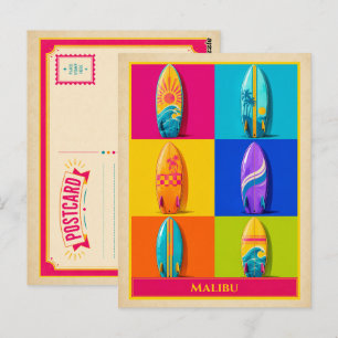 Malibu Postkarte Kalifornien Surfboard Vintage