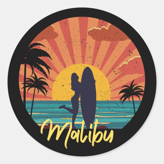 Malibu Runder Aufkleber (Vorderseite)
