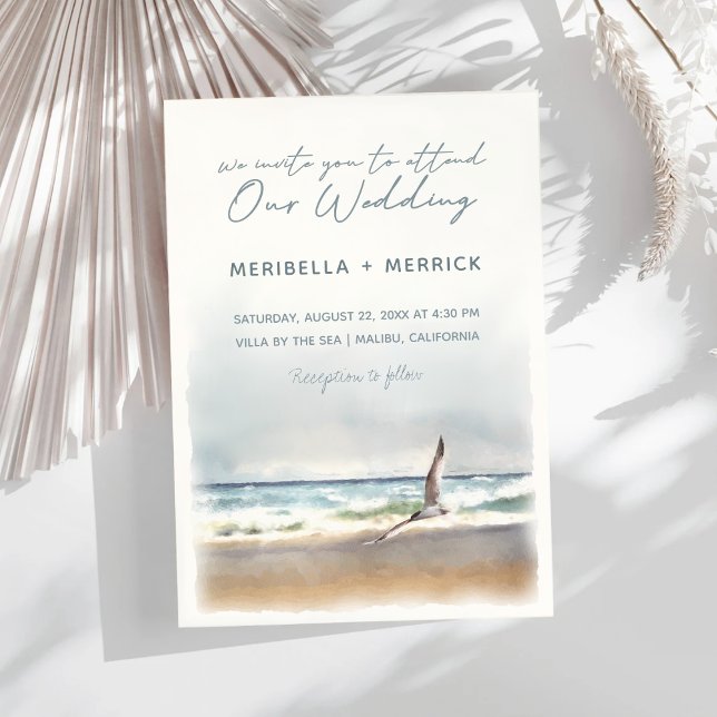 Malibu | Sea Tern Beach Coastal Hochzeit Einladung (Von Creator hochgeladen)