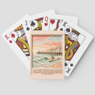 Malibu Surfrider Beach Surfen 3D texturierte Vinta Spielkarten