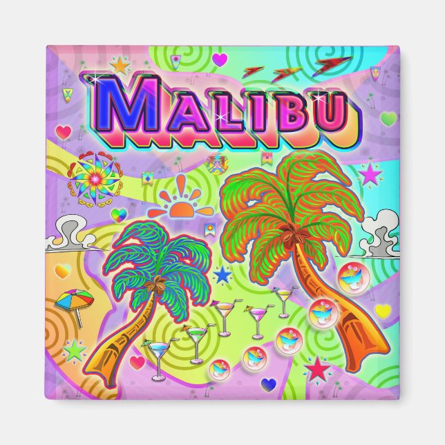 Malibu Urlaub Ziel Magnet (Vorne)