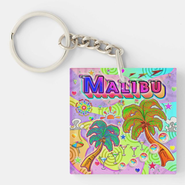 Malibu Urlaub Ziel-Schlüsselanhänger Schlüsselanhänger (Vorderseite)
