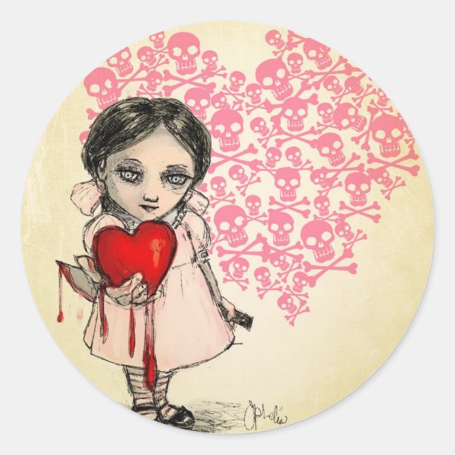 Malicious Valentine Girl Runder Aufkleber (Vorderseite)