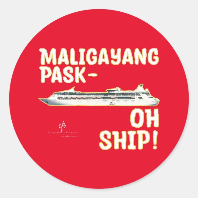 Maligayang Pask-OH SHIP! R/Gld. Weihnachtsfahrt Runder Aufkleber (Vorderseite)