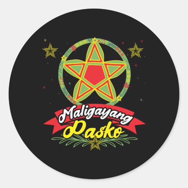 Maligayang Pasko Filipino Weihnachten Philippinen Runder Aufkleber (Vorderseite)