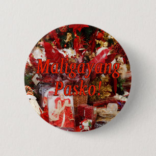 Maligayang Pasko! Frohe Weihnachten in Tagalog rf Button