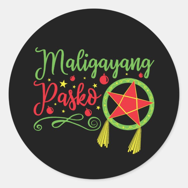 Maligayang Pasko Weihnachten Philippinen Runder Aufkleber (Vorderseite)