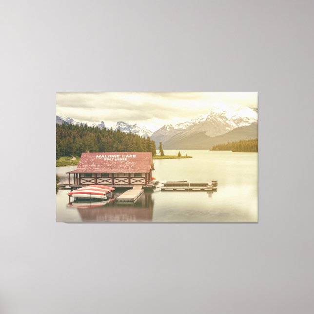 Maligne Lake Boat House Leinwanddruck (Vorderseite)