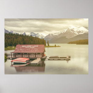 Maligne Lake Boathouse Poster