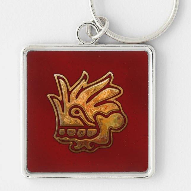 Malinalli AZTEC Red & Gold Schlüsselanhänger (Vorne)