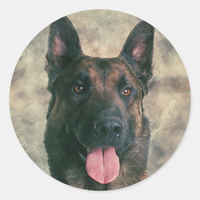 Malinois - Belgischer Hirte - Mechelaar - Maligato Runder Aufkleber (Vorderseite)