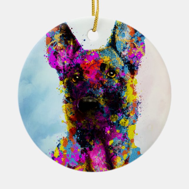 Malinois - belgischer Schäfer - Mechelaar - Keramik Ornament (Vorne)