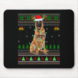 Malinois Hund hässliche Weihnachtspullover Feierta Mousepad