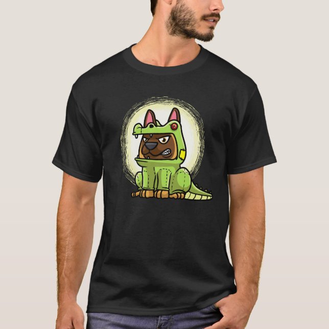 Malinois Hund in Alligatorenkostüm T-Shirt (Vorderseite)