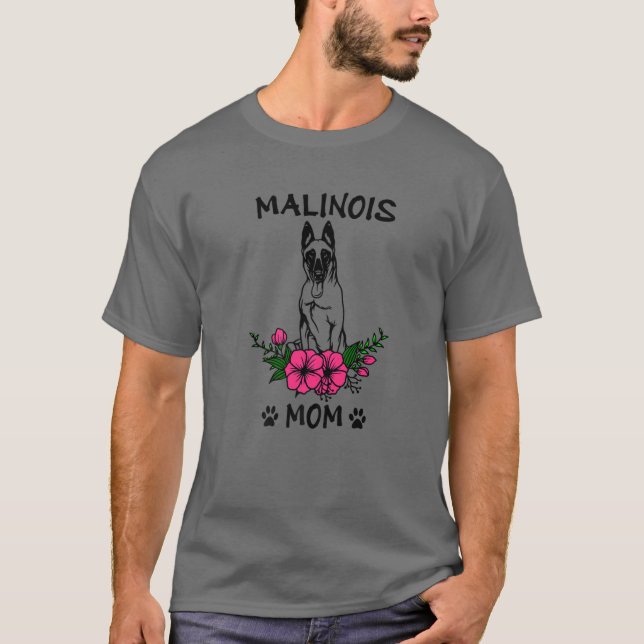 Malinois Mama Hund Mutter Niedliche Frühlingsflora T-Shirt (Vorderseite)