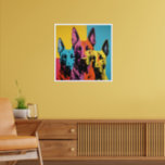 Malinois - POP ART Poster<br><div class="desc">Die Grafik zeigt einen Malinois-Hund im Pop-Kunststil,  indem er seine Energie und sein Charisma durch fette Farben,  übertriebene Formen und eine dynamische Komposition einfängt</div>