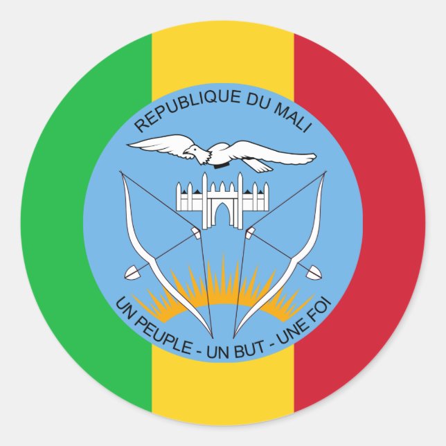 Malische Flagge und Wappen, Flagge Malis Runder Aufkleber (Vorderseite)
